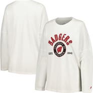LEAGUE COLLEGIATE WEAR Women's League Collegiate Wear White Wisconsin Badgers Clothesline Oversized Long Sleeve T-Shirt
