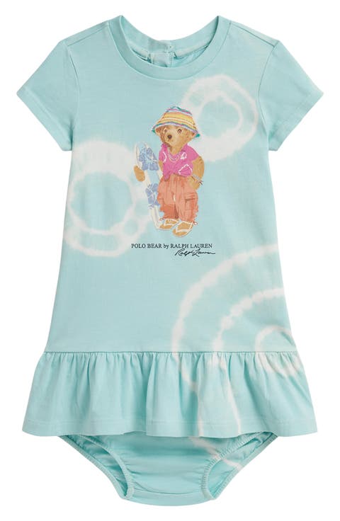 Tie Dye Polo Bear Cotton Dress & Bloomers Set (Baby)