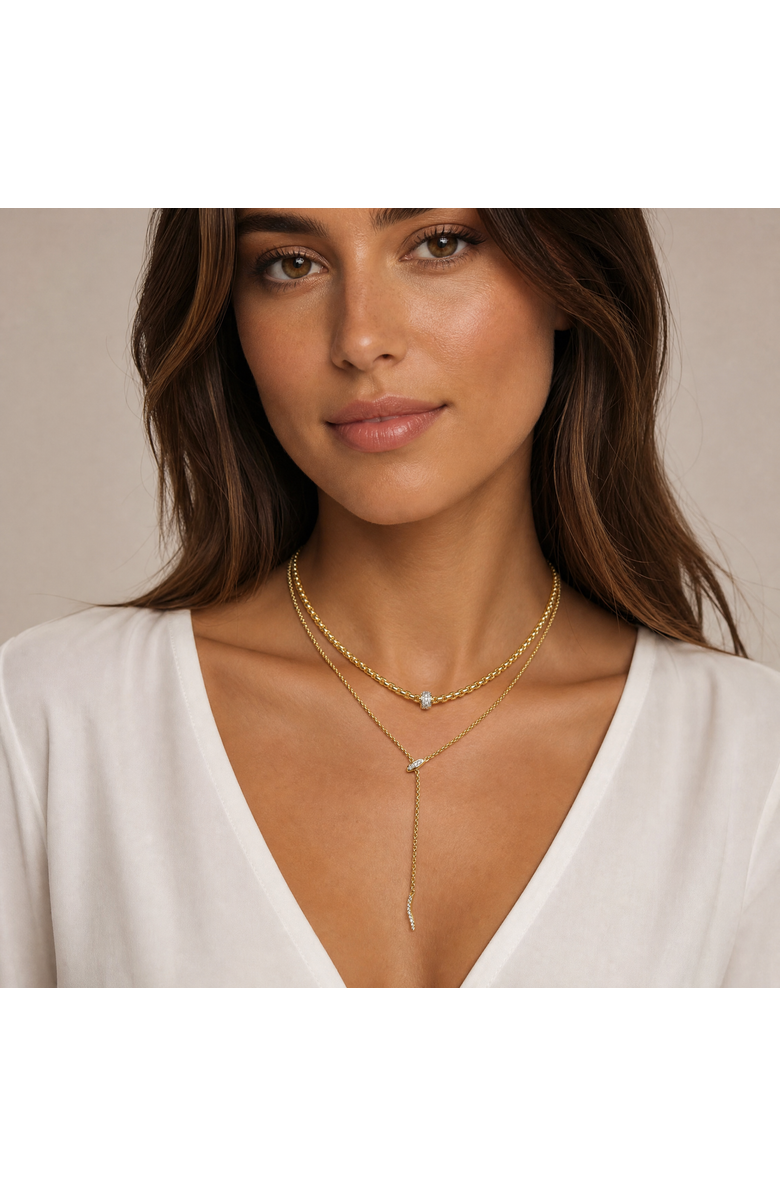 BY ADINA EDEN Snake Boxed Chain Lariat Necklace, Alternate, color, Gold