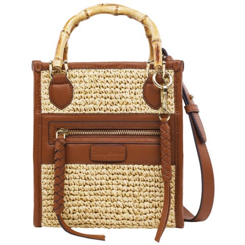 Leather and Raffia Handle Tote