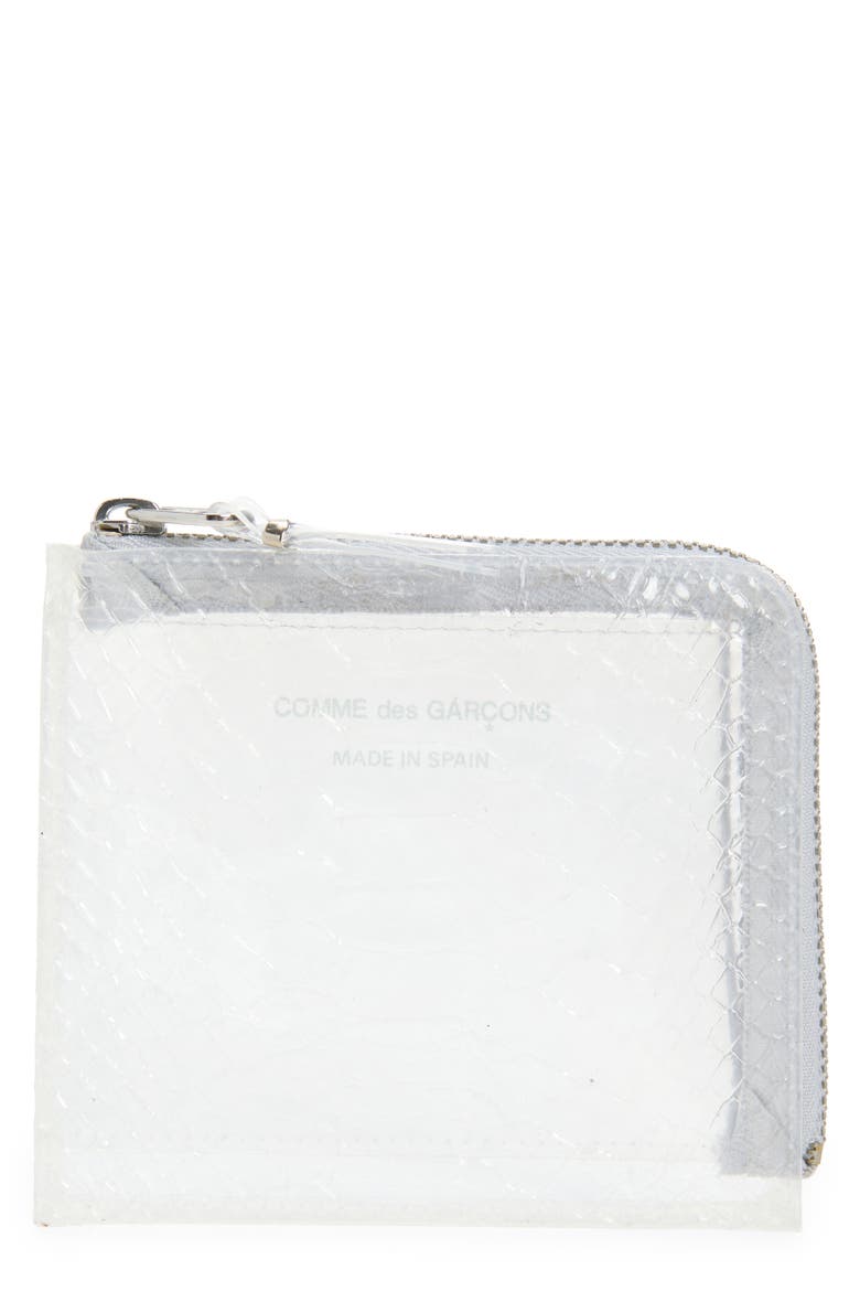 Clear Snakeskin Embossed Zip Around Wallet, Main, color, TRANSPARENT