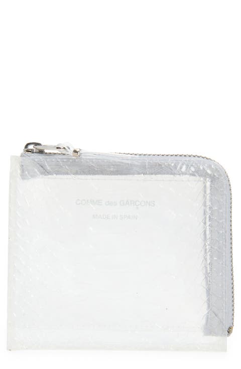 Clear Snakeskin Embossed Zip Around Wallet