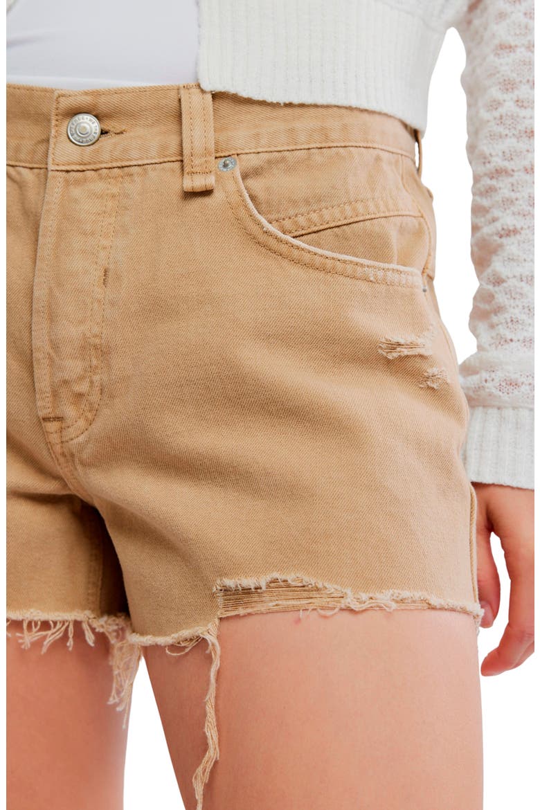 Now or Never Ripped Denim Cutoff Shorts, Alternate, color, OAT LATTE
