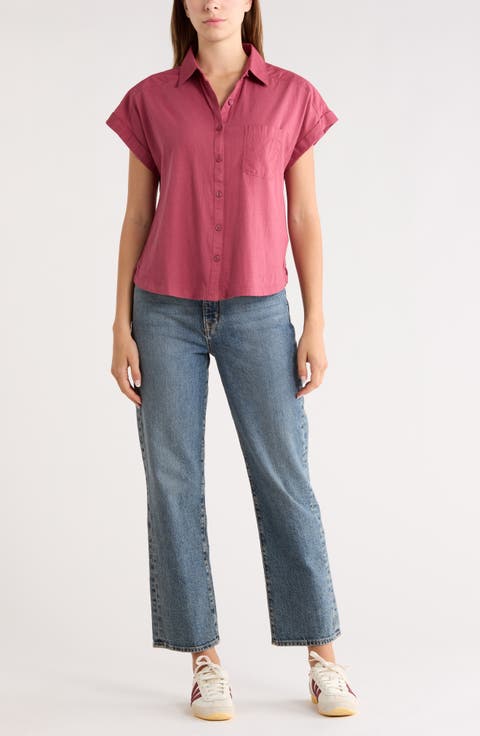 Mixed Media Button-Up Shirt