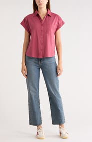 Melrose and Market Mixed Media Button-Up Shirt