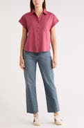 Melrose and Market Mixed Media Button-Up Shirt