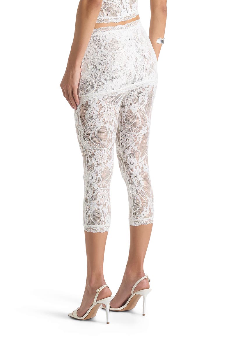 Aimee Lace Asymmetric Capri Leggings, Alternate, color, White