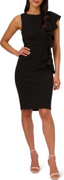 Adrianna Papell Drape Ruffle Sleeveless Crepe Dress