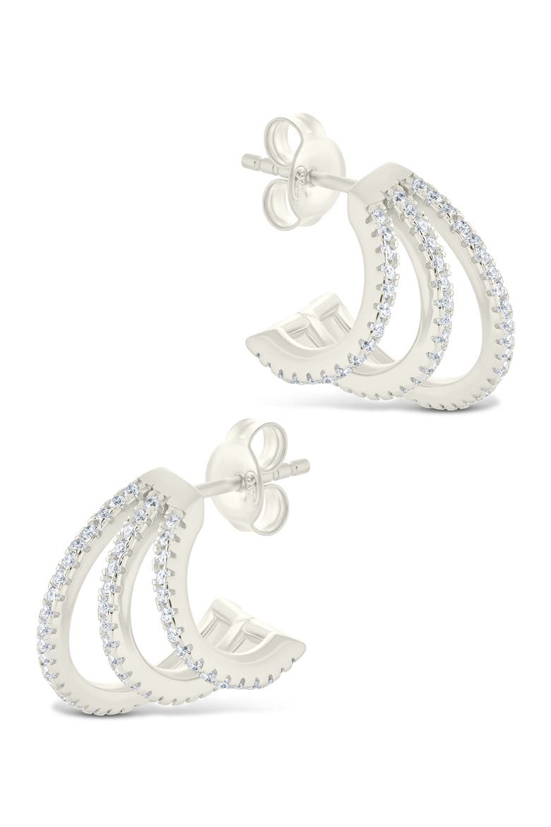 Porter Cubic Zirconia Triple Hoop Earrings, Alternate, color, SILVER