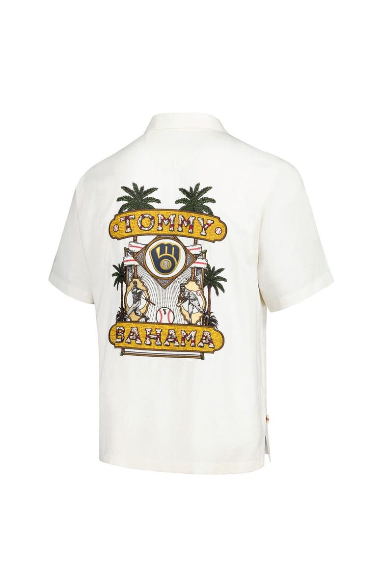 Tommy Bahama Men's Tommy Bahama White Milwaukee Brewers Pitcher's Paradiso Button-Up Camp Shirt, Alternate, color, White