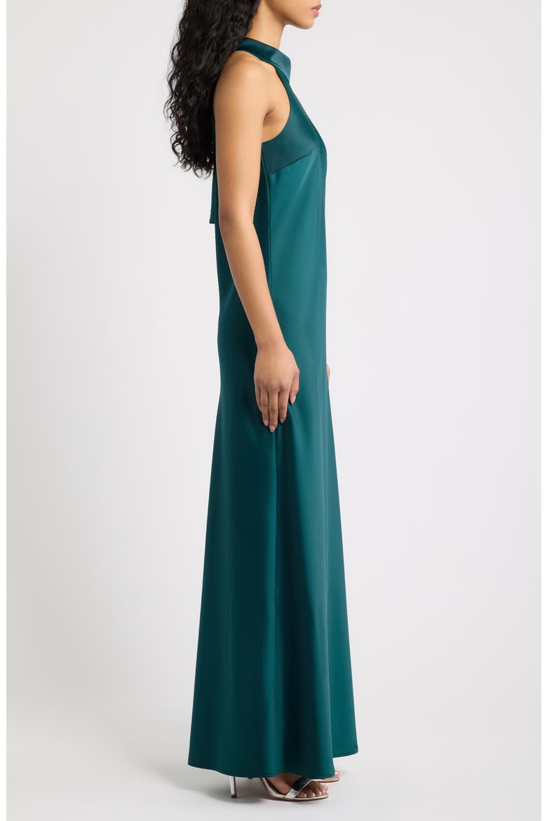 Violetta Matte Satin Gown, Alternate, color, PINE GREEN