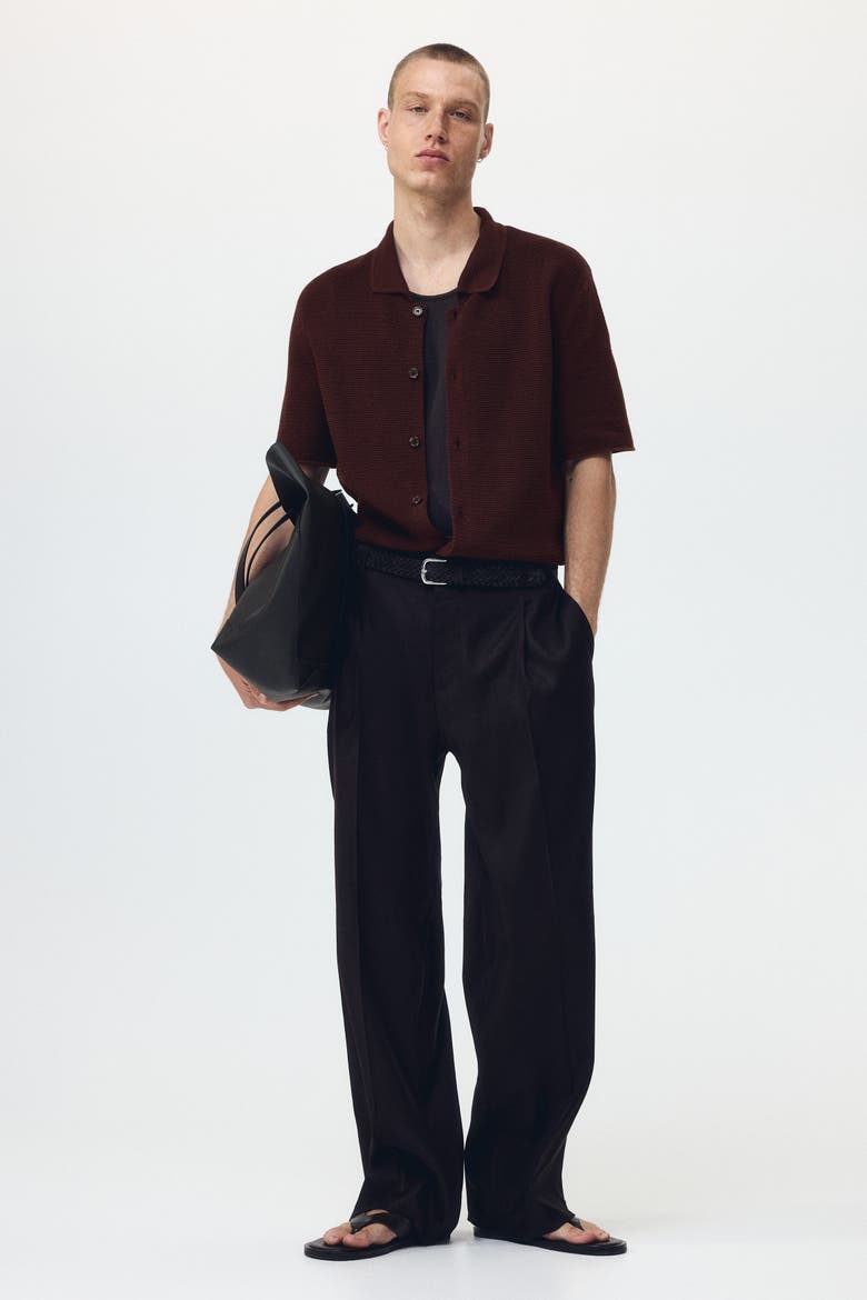 Regular Fit Hole-knit Shirt, Main, color, Dark brown