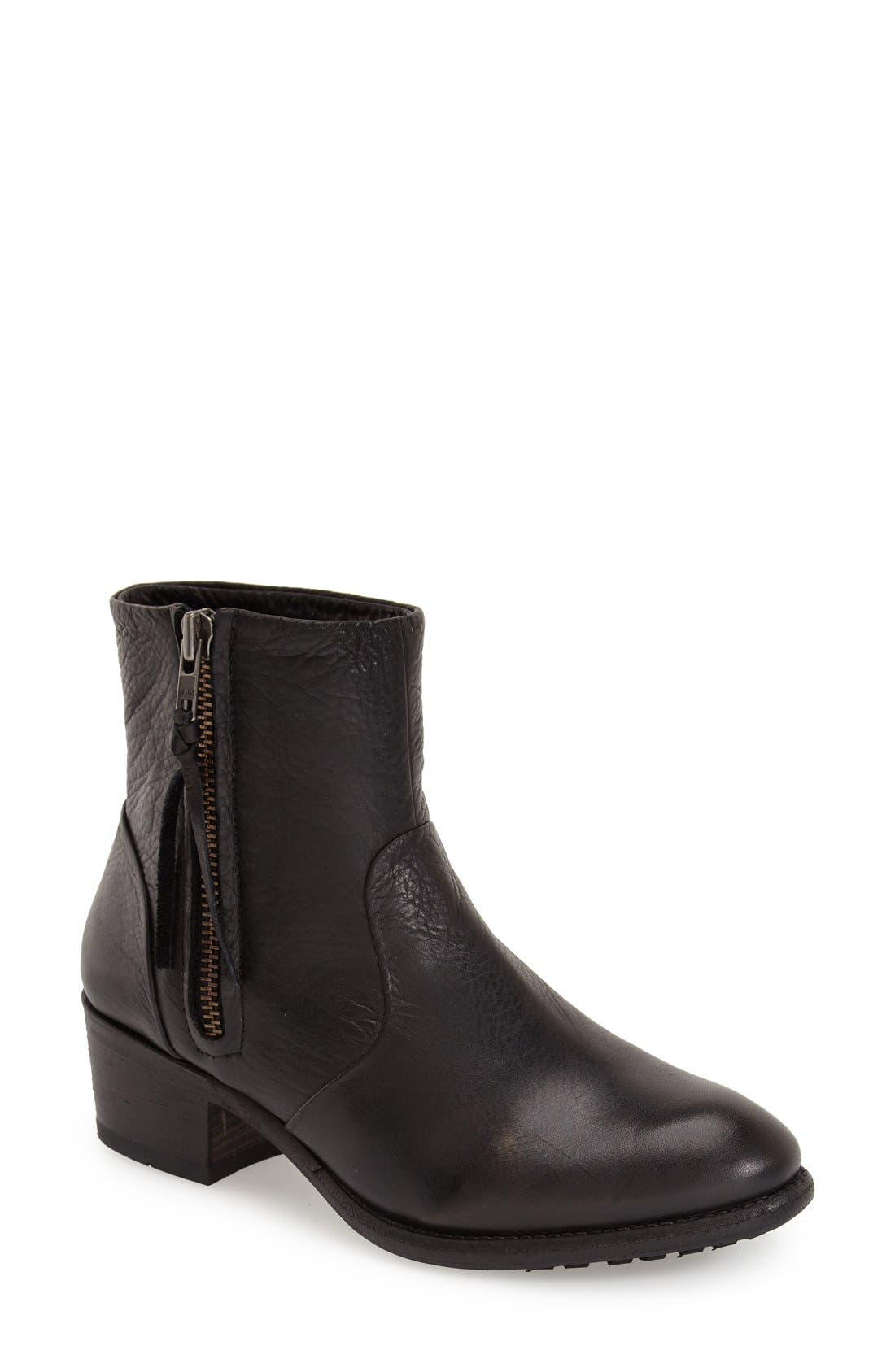 'KL92' Bootie with Genuine Shearling Lining, Main, color, BLACK LEATHER