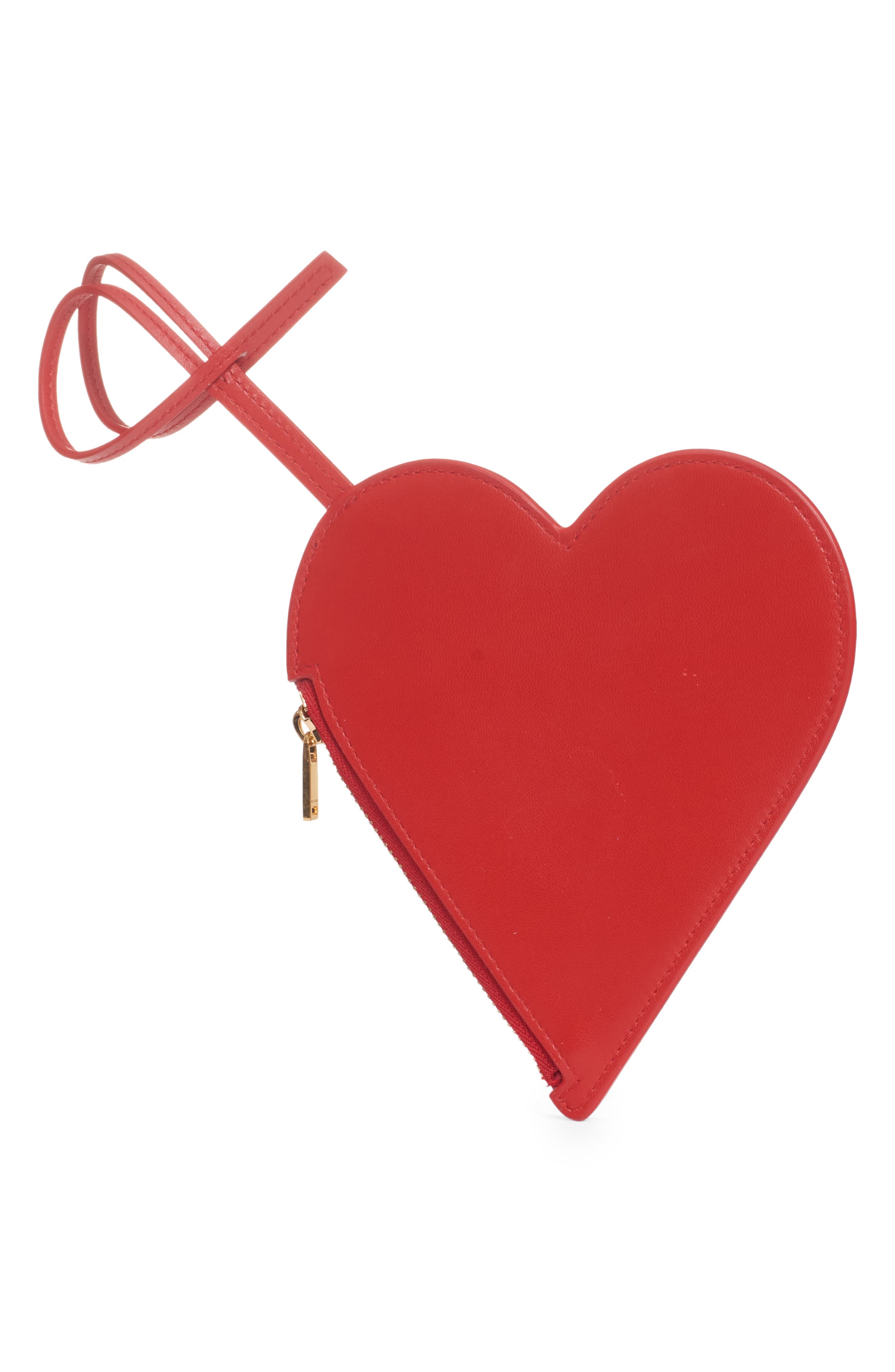 Jil Sander Heart Leather Coin Purse, Main, color, 