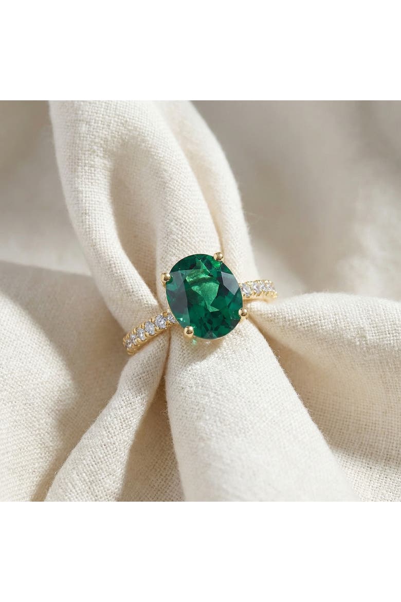 Emerald & Diamond 3/8 ct Ring 14k Gold Lab Grown, Alternate, color, 14k Yellow Gold