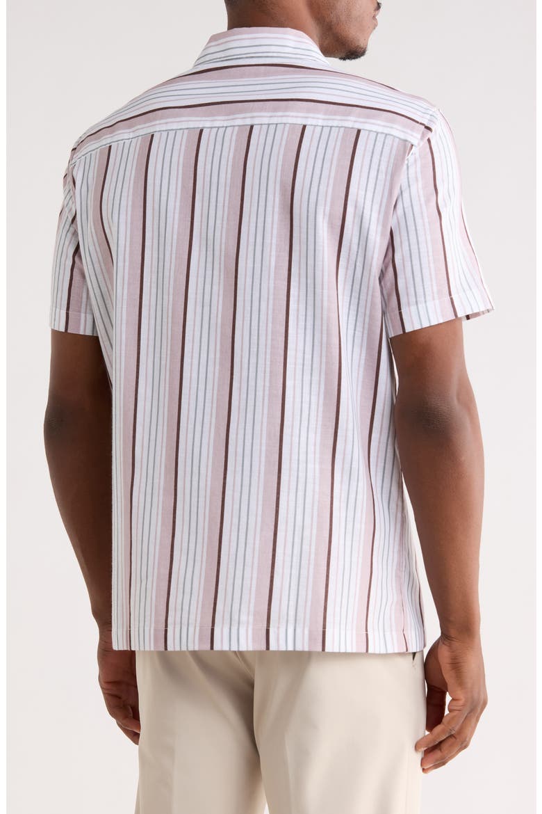 Oswaldo Stripe Camp Shirt, Alternate, color, CORAL