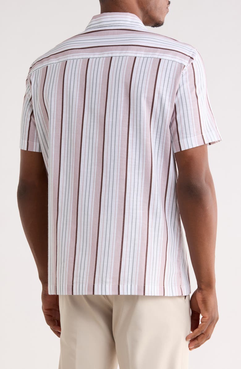 Robert Barakett Oswaldo Stripe Camp Shirt, Main, color, Coral