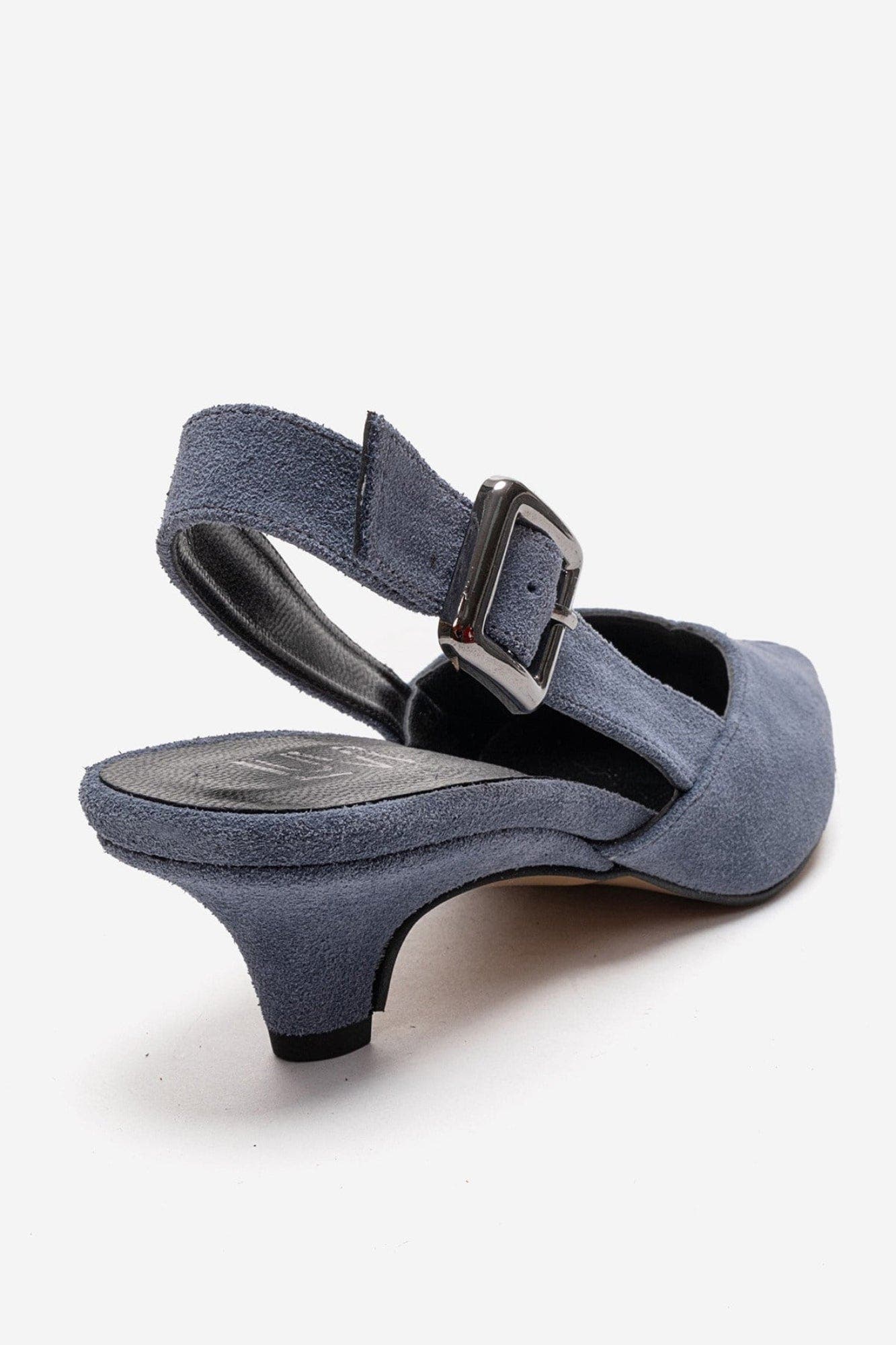 Dioris Leather Slingback Kitten Heel Pump, Alternate, color, Denim Suede