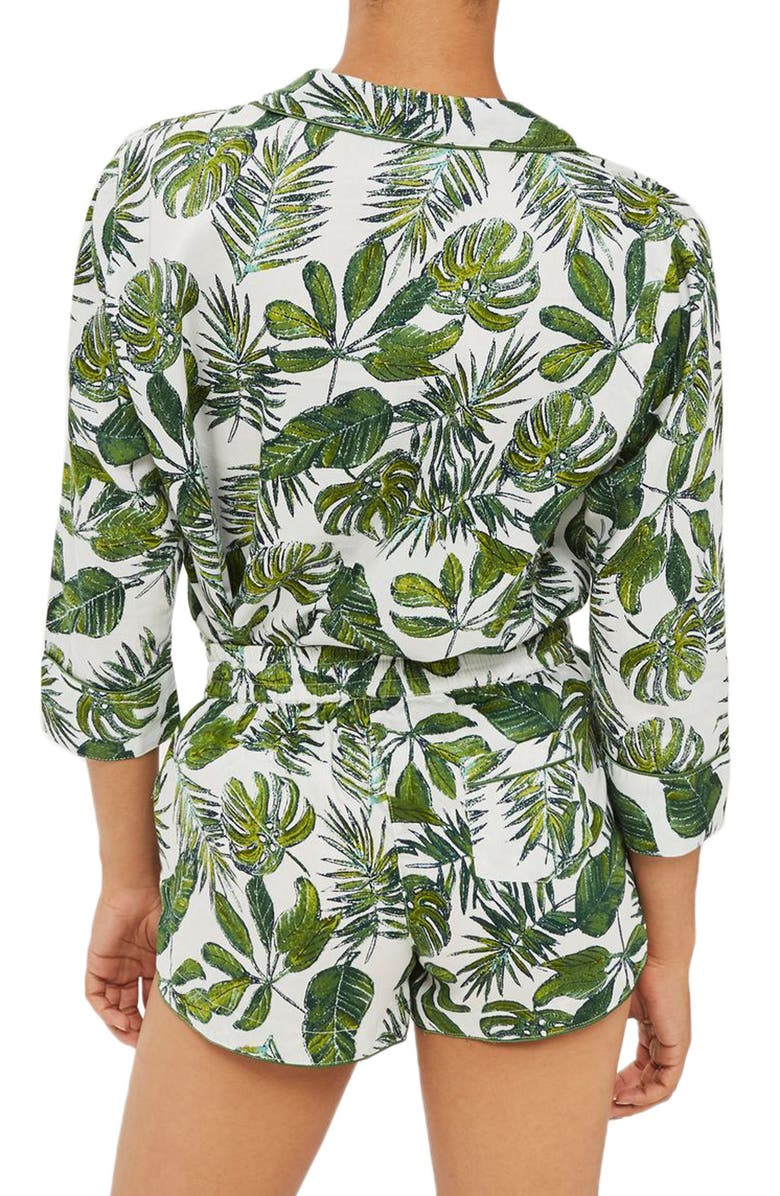 Topshop Pamela Palm Print Short Pajamas, Alternate, color,