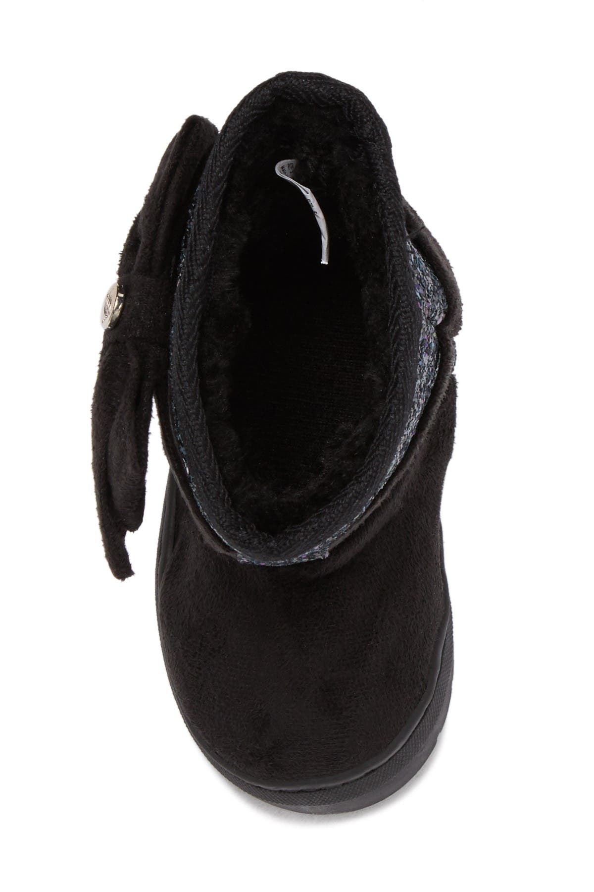 bebe Glitter Bow Faux Fur Lined Winter Boot, Alternate, color, 