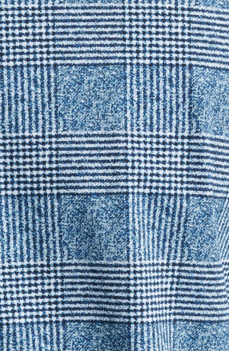 Zanella Downing Glen Plaid Knit Nylon Blend Dress Shirt, Alternate, color, Navy