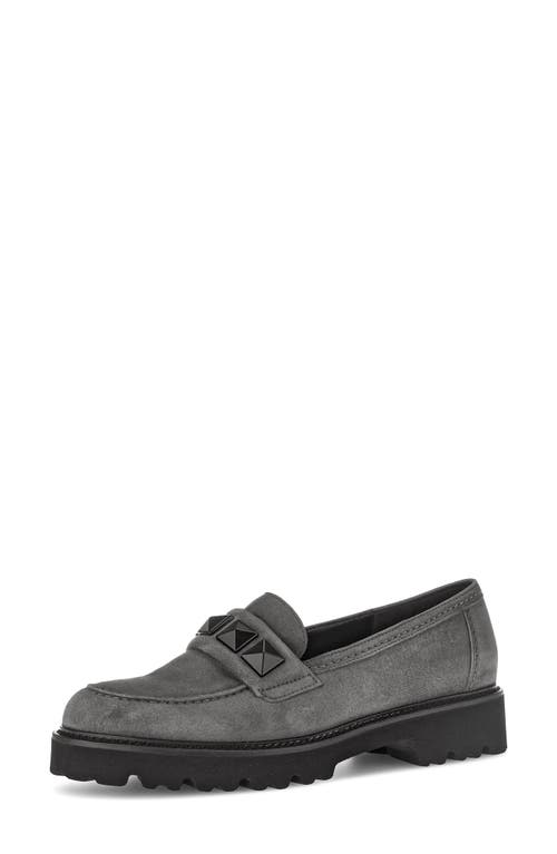 Gabor Studded Loafer In Soil In Gray