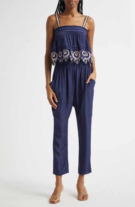 Monica Smocked Waist Sleeveless Jumpsuit