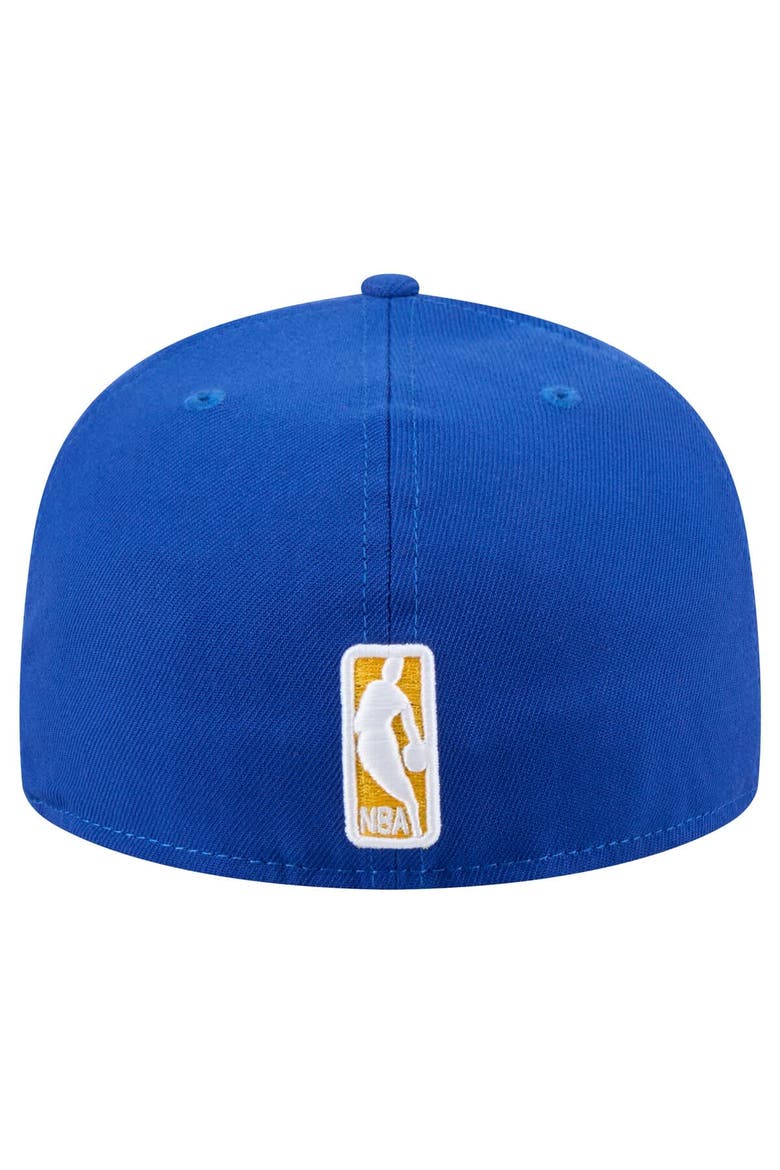 Men's New Era Royal Golden State Warriors Throwback Pennant 59FIFTY Fitted Hat, Alternate, color, Royal