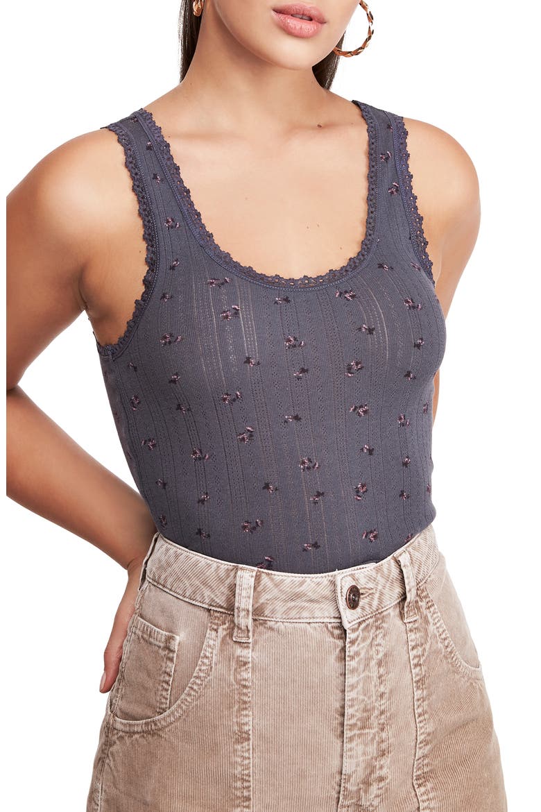 Lace Trim Tank, Main, color, BLACK