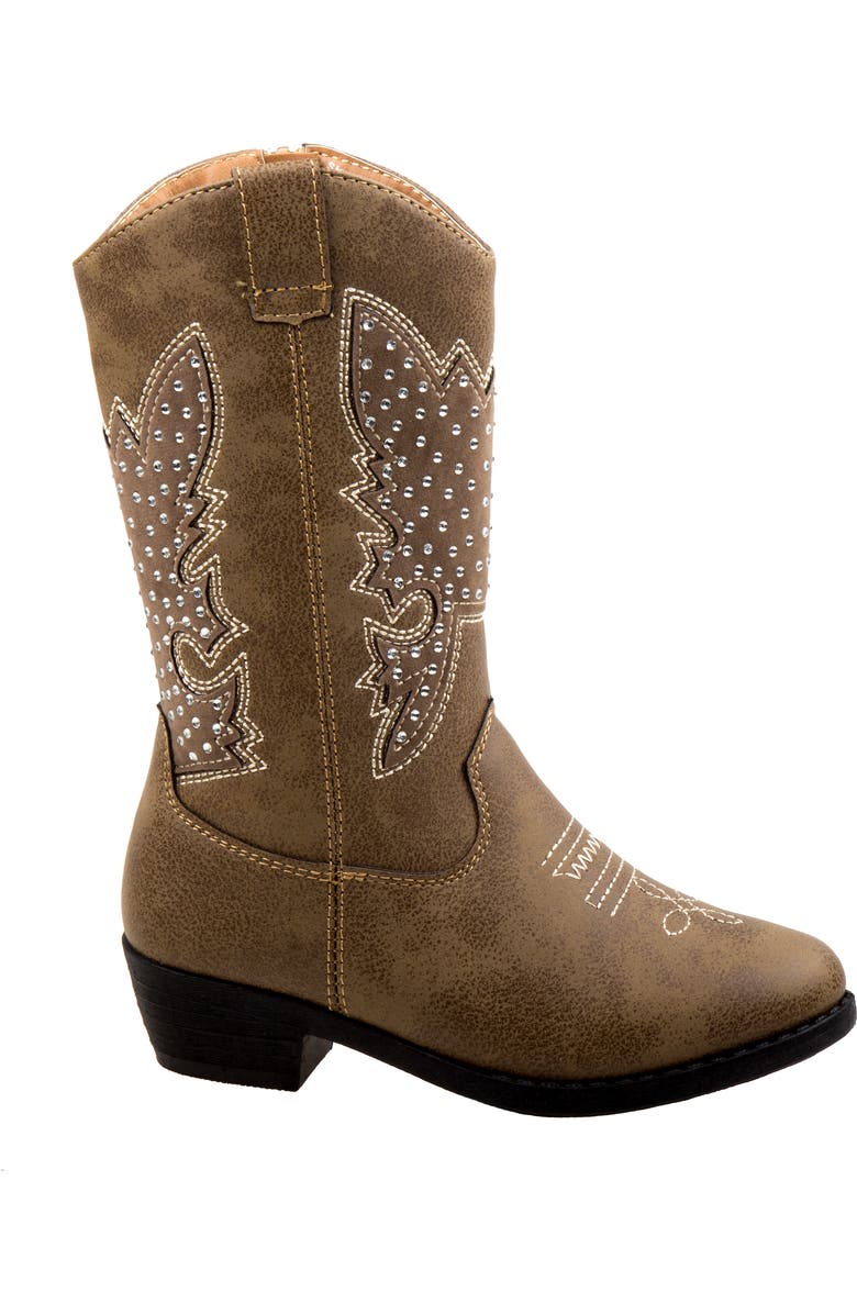 Kensie Girl zip up boot with heel, Alternate, color, Brown