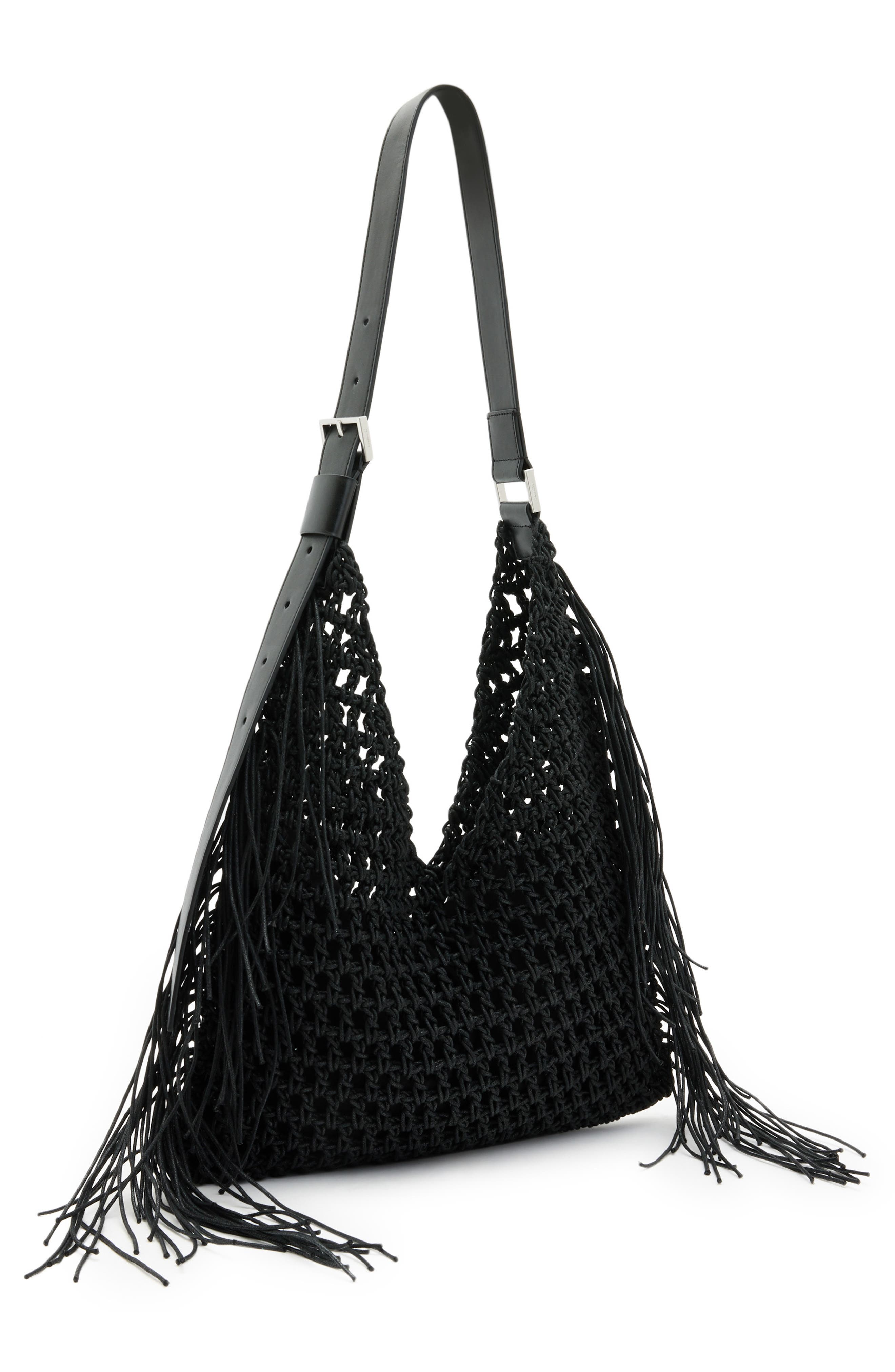 AllSaints Sabine Macramé Shoulder Bag, Alternate, color, 