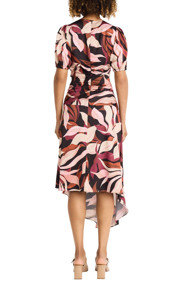 Maggy London Print Ruched Asymmetric Midi Dress, Alternate, color, 