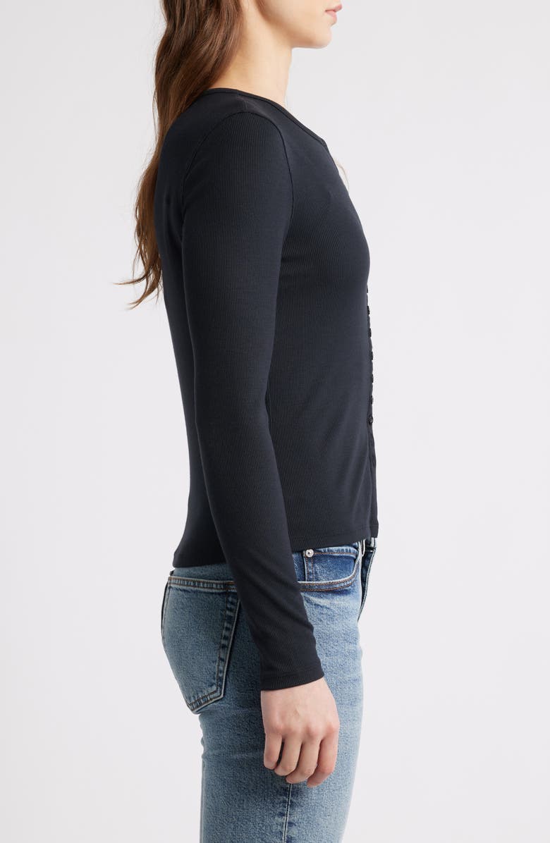 FRAME The Rib Splay Stretch Modal Cardigan, Alternate, color, Black