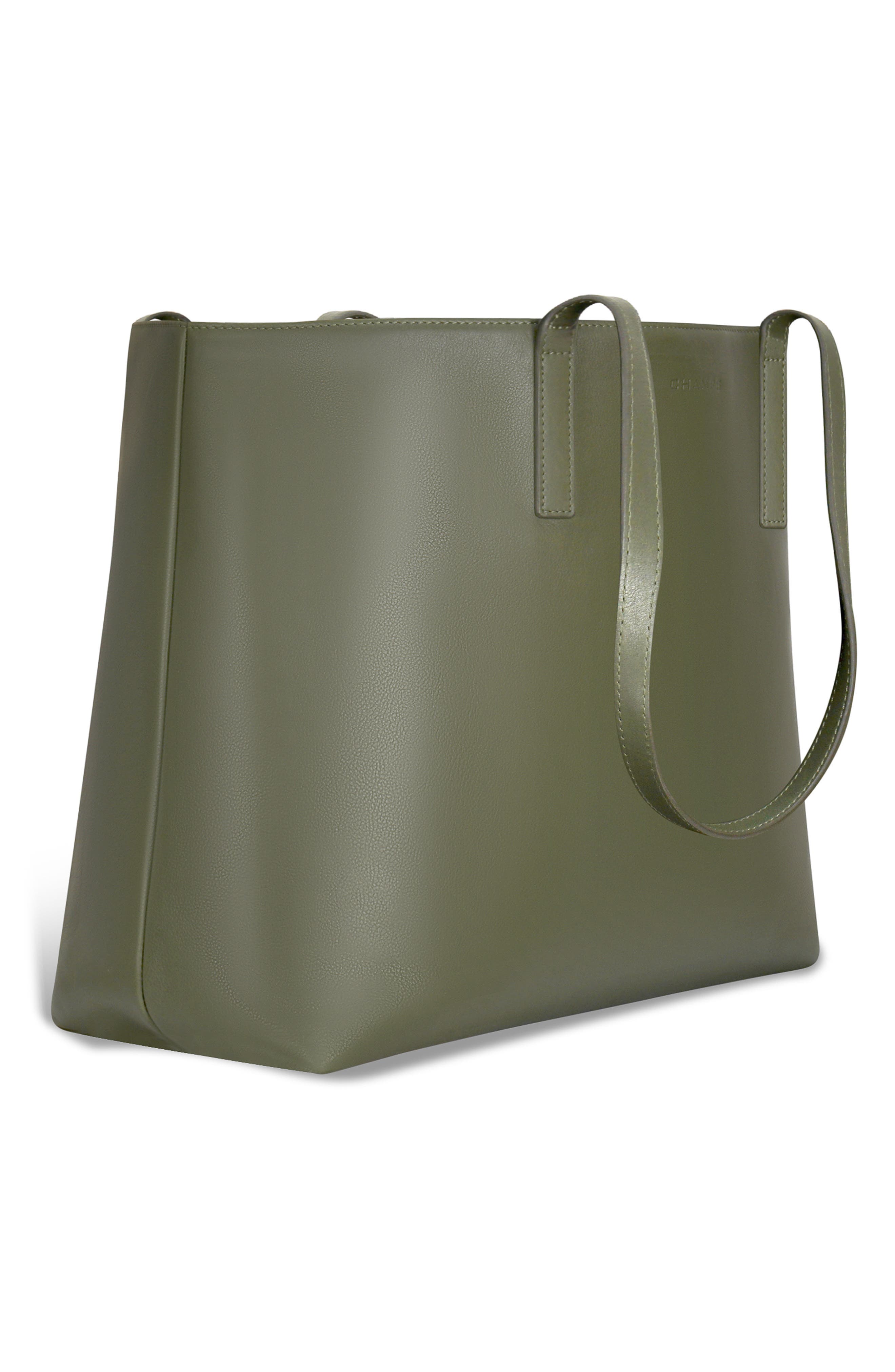 Onyx Leather Open Tote, Alternate, color, KHAKI