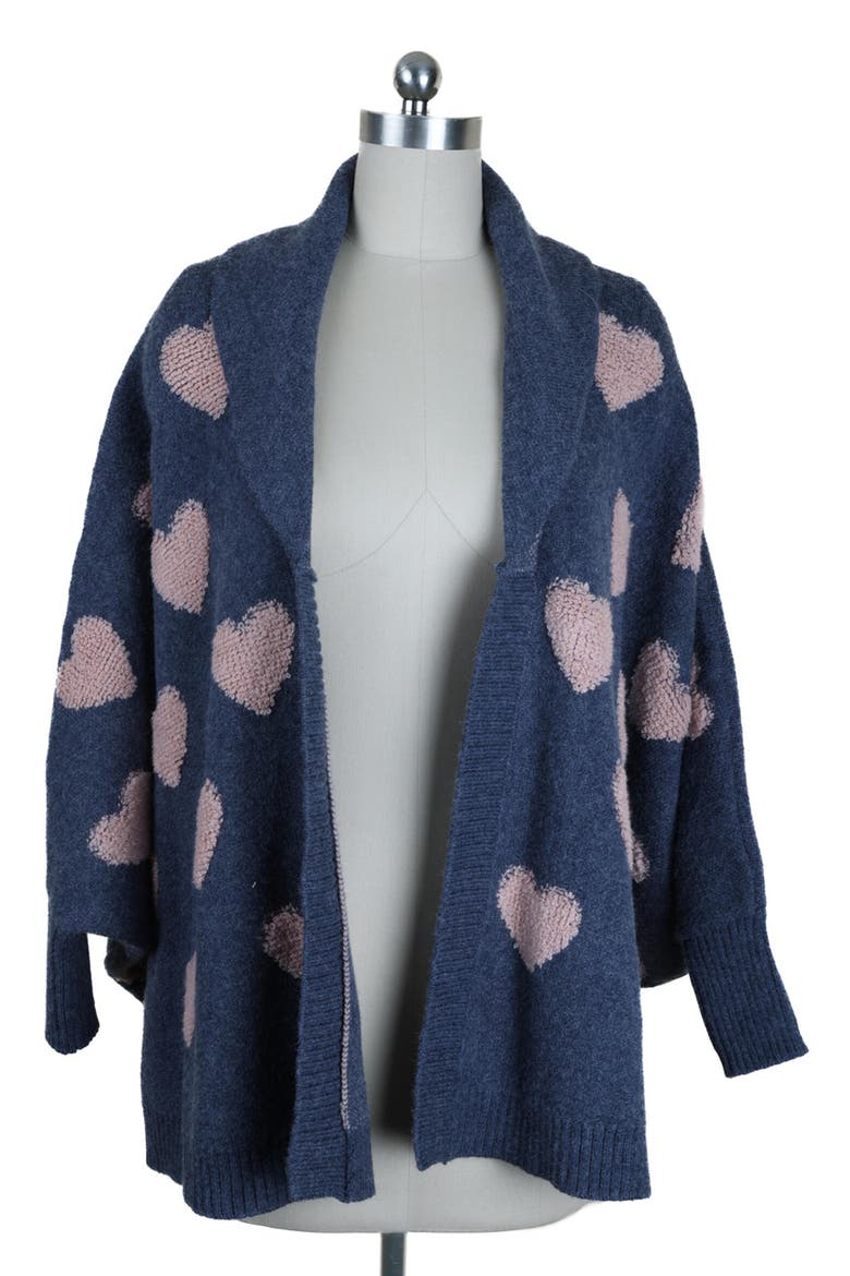 Textured Heart Cardigan, Alternate, color, DENIM