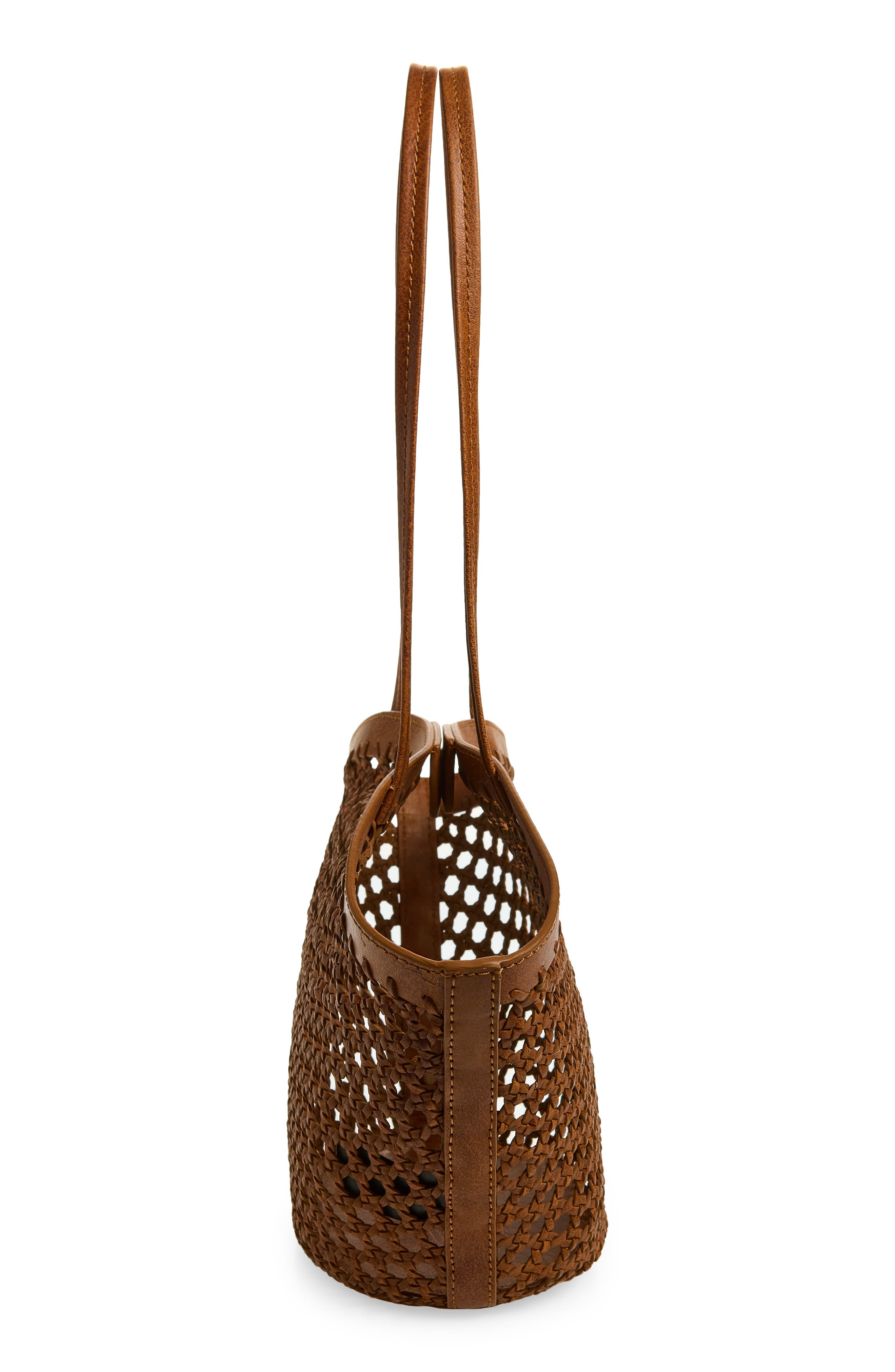 Madewell Caning Woven Leather Tote, Alternate, color, Toasted Coconut