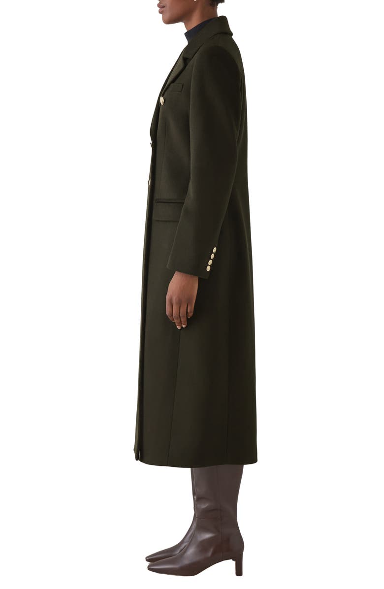 LK Bennett Natalia Fitted Double Breasted Wool Coat, Alternate, color, Dark Khaki