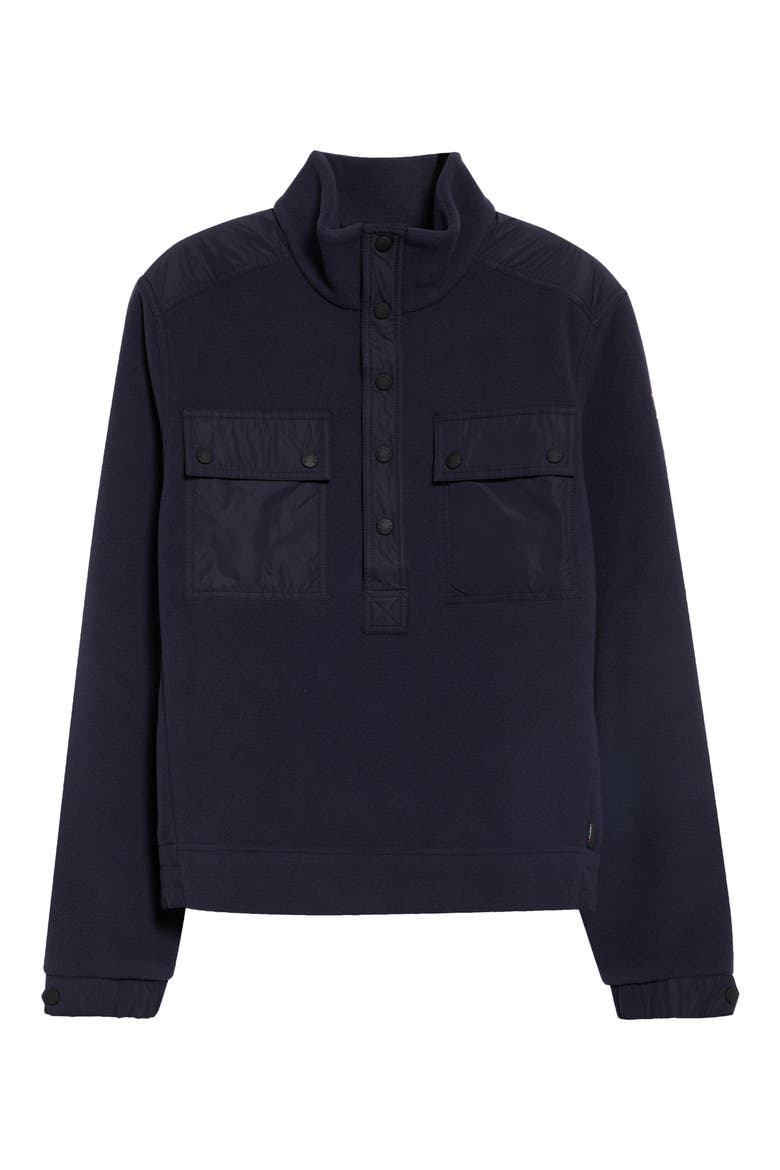 Snap Placket Fleece Sweatshirt, Main, color, NAVY