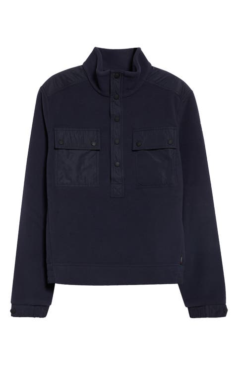 Snap Placket Fleece Sweatshirt
