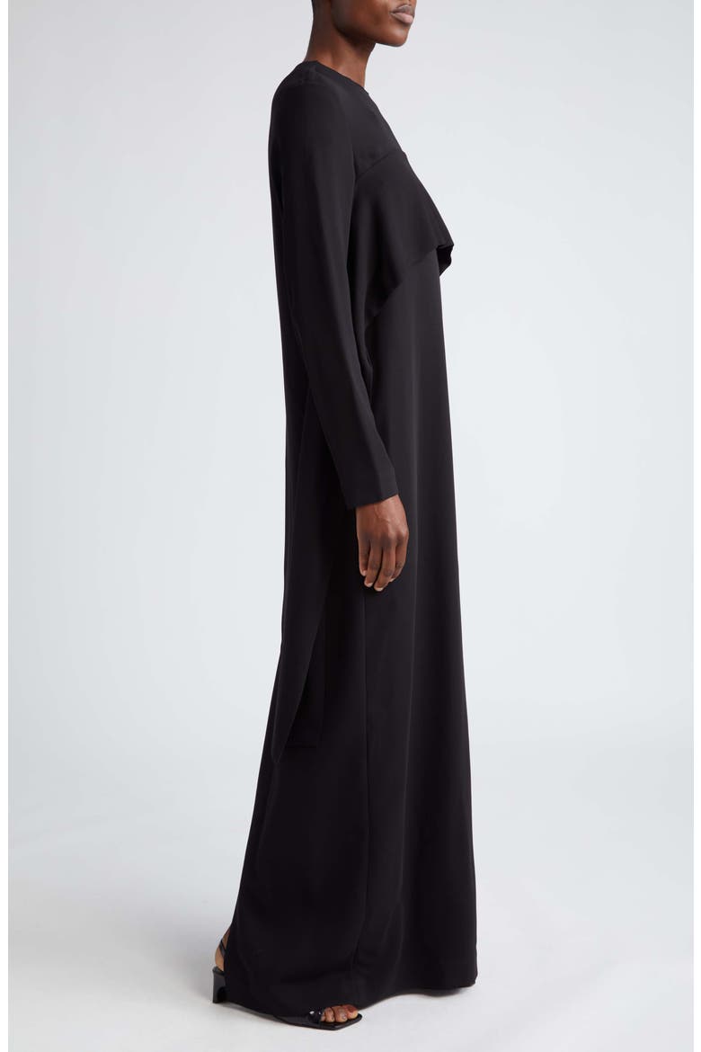 Cape Overlay Long Sleeve Maxi Dress, Alternate, color, BLACK
