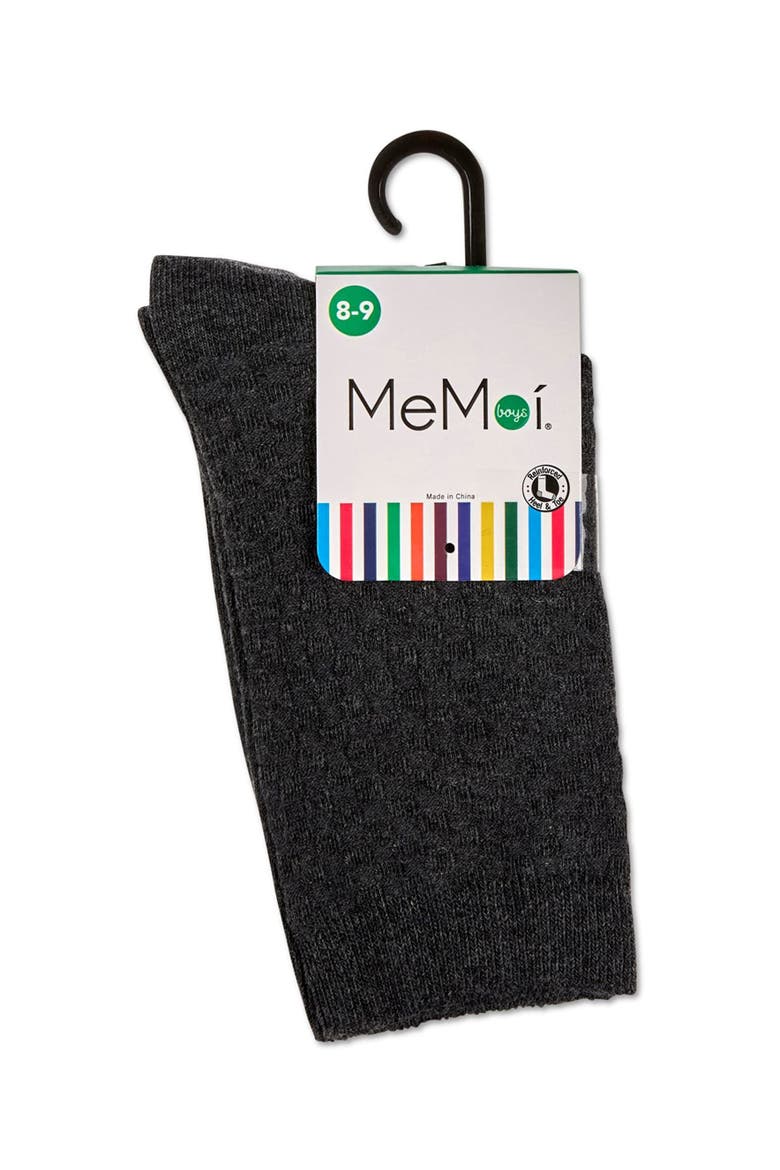Boys Basket Weave Patterned Combed Cotton Crew Socks, Alternate, color, Gray