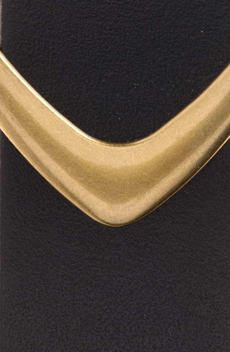 AllSaints Arrow Ornament Leather Belt, Alternate, color, Black / Antique Brass