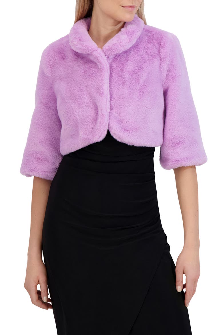 Mock Neck Faux Fur Shrug, Main, color, LAVENDER