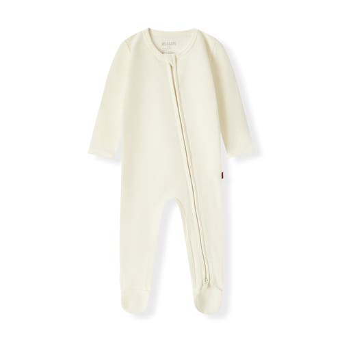 Milkbarn Waffle Zipper Footed Romper In White