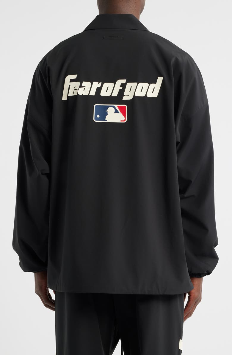 Fear of God Essentials x MLB Coach's Jacket, Alternate, color, Black