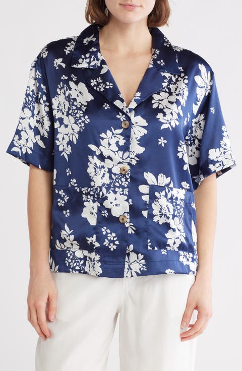 Short Sleeve Satin Camp Shirt