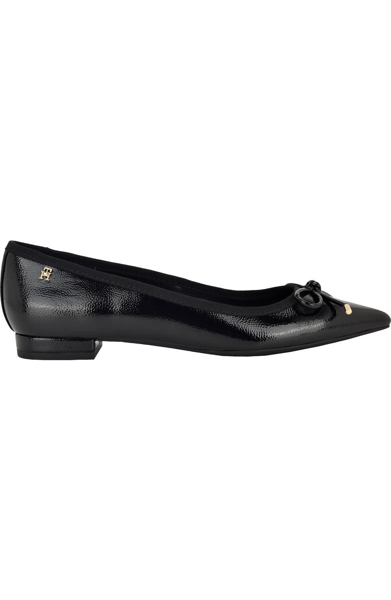 Tommy Hilfiger Kimio Pointed Toe Flat, Alternate, color, Black Shiny