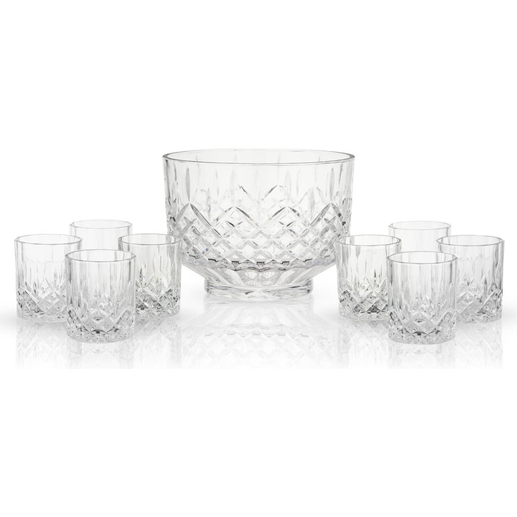 Viski Admiral Crystal 9-Piece Punch Bowl & Tumbler Set in Clear  product