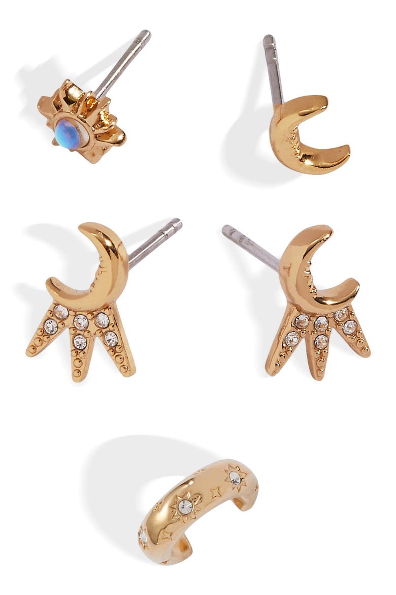 Sun & Moon Earring Set, Alternate, color, Gold