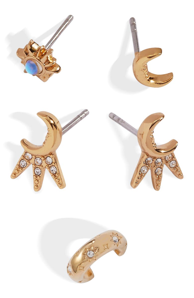 Alex and Ani Sun & Moon Earring Set, Alternate, color, Gold